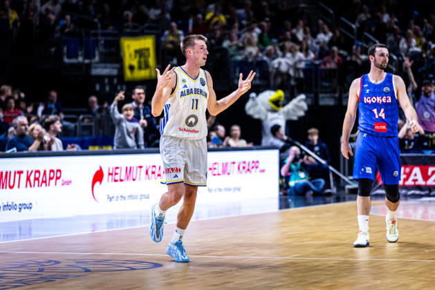 Basketball Berlin 13.10.2026 Saison 2026 2027 FIBA BCL Regular Season Group G Basketball Championsleague Alba Berlin - Igokea m:tel Aleksandrovac Joe Wieskamp (Alba Berlin, No.11)