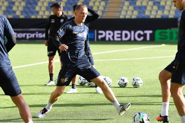 STVV s Robert-Jan Vanwesemael pictured in action during a training session of Belgian soccer team Sint-Truidense VV, Wednesday 14 October 2026 in Sint-Truiden. The team is preparing for the opening match of the UEFA Conference League league phase against Georgian FC Iberia 1999 Tbilisi tomorrow. JILLxDELSAUX  x189775392x