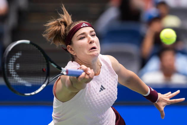 October 14, 2026, Wuhan, Hubei, China: KAROLINA MUCHOVA of Czechia in action against C. McNally of the USA during their Wuhan Open match at the Optics Valley International Tennis Center. Muchova defeated McNally 3:6, 7:6, 7:6. Wuhan China - ZUMAs197 20261014_aaa_s197_021 Copyright: xRenxYongx