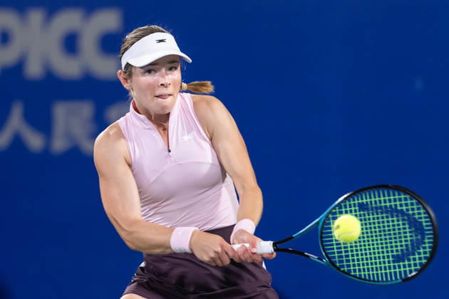 October 14, 2026, Wuhan, Hubei, China: Katie Volynets of USA plays against Hanyu Guo of China ( not in view) during the Wuhan Open final match at the Optics Valley International Tennis Center. Hanyu Guo defeated Katie Volynets with a score of 6-4, 4-6, 7-6. Wuhan China - ZUMAs197 20261014_aaa_s197_100 Copyright: xRenxYongx