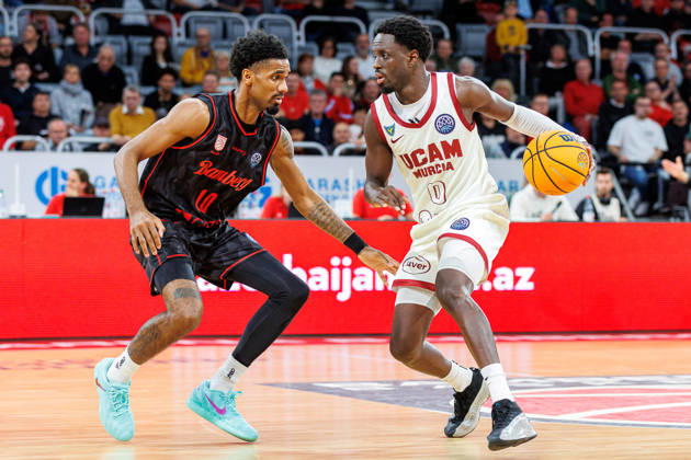 Mylik Wilson (BMA365 Bamberg Baskets, 10), Souley Boum (UCAM Murcia, 00), BMA365 Bamberg Baskets vs. UCAM Murcia, Basketball, Basketball Champions League, 3. Spieltag, 14.10.2026 BMA365 Bamberg Baskets vs. UCAM Murcia, Basketball, Basketball Champions League, 3. Spieltag, 14.10.2026 Bamberg Copyright: xEibner-Pressefoto G.xSantemizx EP_EER