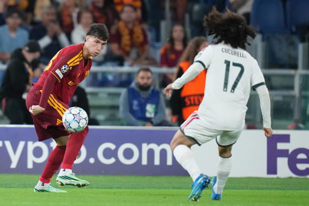 Roma’s Matias Soule during the UEFA Champions League Phase - Matchday 2 soccer match between AS Roma and Real Madrid at the Rome s Olympic stadium, Italy - Wednesday October 14, 2026 - Soccer ( Photo by Alfredo Falcone LaPresse )  Copyright: xAlfredoxFalcone LaPressex