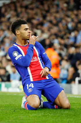 Manchester City v Paris Saint-Germain - UEFA Champions League 2026 27 League Phase MD2 Desire Doue of Paris Saint-Germain celebrates 1st goal during the UEFA Champions League 2026 27 League Phase MD2 match between Manchester City and Paris Saint-Germain at City of Manchester Stadium on October 14, 2026 in Manchester, England. Manchester City of Manchester Stadium England United Kingdom Copyright: xAllstarxPicturexLibraryxLtdx