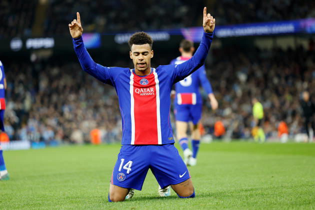 Manchester City v Paris Saint-Germain - UEFA Champions League 2026 27 League Phase MD2 Desire Doue of Paris Saint-Germain celebrates 1st goal during the UEFA Champions League 2026 27 League Phase MD2 match between Manchester City and Paris Saint-Germain at City of Manchester Stadium on October 14, 2026 in Manchester, England. Manchester City of Manchester Stadium England United Kingdom Copyright: xAllstarxPicturexLibraryxLtdx