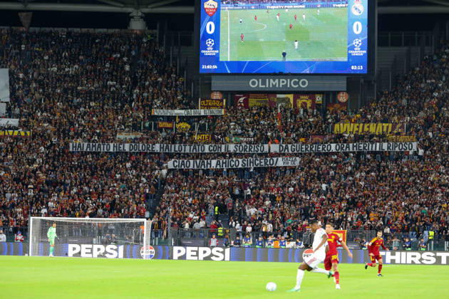 Europa Champions League 2026 27 between Roma vs Real Madrid Supporters of AS Roma during the Champions League football match between AS Roma and FC Real Madrid at the Stadio Olimpico in Rome on October 14, 2026 Pictured: Roma stadio Olimpico Roma Italy Copyright: xFABIOxSASSOxFabioxSassox Roma Real Madrid2026_10_14Fabio Sasso7478