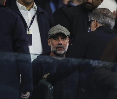 Manchester City v Paris, UEFA Champions League, League Stage 14.10.26 Manchester City v Paris, UEFA Champions League, League Stage Bradley Ormesher The Times Former manager Pep Guardiola of Manchester City in the stands  Copyright: xBradleyxOrmesherx NINTCHDBPICT001115699714