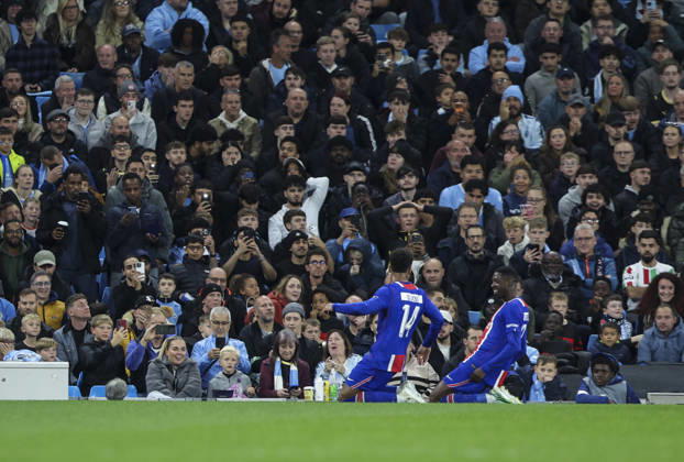 Manchester City v Paris, UEFA Champions League, League Stage 14.10.26 Manchester City v Paris, UEFA Champions League, League Stage Bradley Ormesher The Times Ousmane Dembélé of PSG celebrates scoring his teams 2nd goal  Copyright: xBradleyxOrmesherx NINTCHDBPICT001115700225