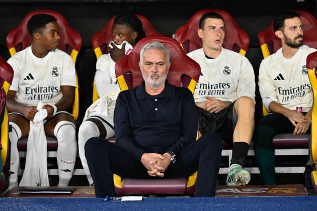 Foto IPP Cavaliere Emiliano. Roma 14 10 2026. Calcio Champions League 2026 2027. AS Roma - FC Real Madrid. Nella foto: Jose Mourinho. Italy Photo Press - World Copyright italy ITALY  Copyright: xR4924_italyphotopressx