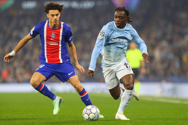 Manchester City v Paris Saint Germain - UEFA Champions League MANCHESTER, ENGLAND, OCTOBER 14: Jérémy Doku of Manchester City dribbles the ball during the UEFA Champions League football match between Manchester City and Paris Saint Germain at the Etihad Stadium in Manchester, England. (Photo by Zach Forster PS Newz) ManchesterUnited Kingdom  Copyright: xZachxForster PSxNewzx