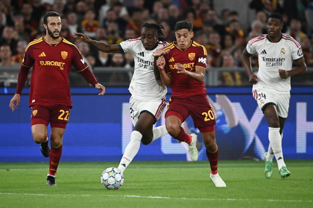 AS Roma v Real Madrid - UEFA Champions League ROME, ITALY, OCTOBER 14: Players in action during the League phase of the UEFA Champions League football match between Roma and Real Madrid at the Olympic Stadium in Rome, Italy, on October 14, 2026. Isabella Bonotto Anadolu Rome Italy. Editorial use only. Please get in touch for any other usage.  Copyright: x2026xAnadoluxIsabellaxBonottox