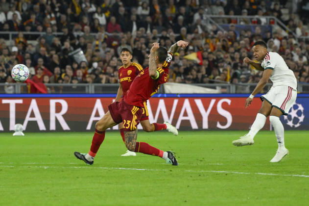 Real Madrid s Kylian Mbappe goal 1-1 during the Uefa Champions League soccer match between AS Roma and Real Madrid at the Olympic Stadium in Rome, Italy - Wednesday, October 14, 2026. - Soccer .  Copyright: xFabrizioxCorradetti LaPressex