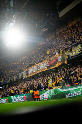 AEK fans seen during UEFA Champions League 2026 2027 league phase game between teams of FC Shakhtar Donetsk and AEK Athens FC (Jacek Prondzynski Ball Raw Images) London England, United Kingdom, London Great Britain Copyright: xJacekxProndzynskix jacekprondzynski_ShakhtarAEK131026_2627_0004