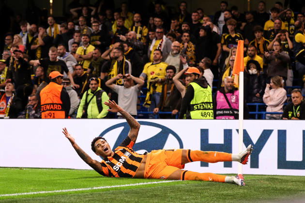 Shakhtar Donetsk v AEK Athens 14 October 2026, London - UEFA Champions League - Shakhtar Donetsk v AEK Athens - Vinicius Tobias of Shakhtar Donetsk celebrates their second goal - Photo: Jacques Feeney Offside. London UK Copyright: xJacquesxFeeneyx xOffsidexOffside