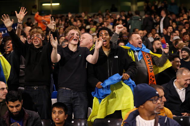Shakhtar Donetsk v AEK Athens 14 October 2026, London - UEFA Champions League - Shakhtar Donetsk v AEK Athens - Shakhtar fans - Photo: Jacques Feeney Offside. London UK Copyright: xJacquesxFeeneyx xOffsidexOffside