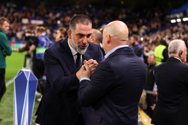Shakhtar Donetsk v AEK Athens 14 October 2026, London - UEFA Champions League - Shakhtar Donetsk v AEK Athens - Shakhtar Donetsk manager Arda Turan and AEK Athens manager Marko Nikolic - Photo: Jacques Feeney Offside. London UK Copyright: xJacquesxFeeneyx xOffsidexOffside