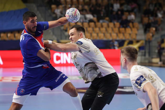 (261015) -- CELJE, Oct. 15, 2026 -- Yahia Khaled Fathy Omar (L) of Paris Saint-Germain competes during the European Handball Federation (EHF) Champions League match between RK Celje Pivovarna Lasko and Paris Saint-Germain at Zlatorog Sports Hall in Celje, Slovenia, Oct.14, 2026. (Photo by Xinhua) (SP)SLOVENIA-CELJE-HANDBALL-EHF CHAMPIONS LEAGUE-RK CELJE PIVOVARNA LASKO VS PARIS SAINT-GERMAIN ZeljkoxStevanic 