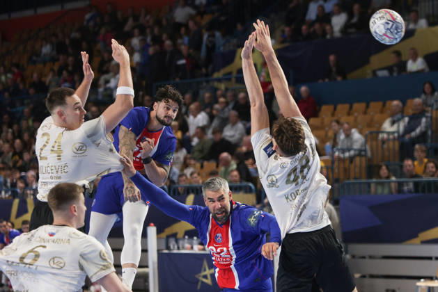 (261015) -- CELJE, Oct. 15, 2026 -- Elohim Prandi (top C) of Paris Saint-Germain shoots the ball during the European Handball Federation (EHF) Champions League match between RK Celje Pivovarna Lasko and Paris Saint-Germain at Zlatorog Sports Hall in Celje, Slovenia, Oct.14, 2026. (Photo by Xinhua) (SP)SLOVENIA-CELJE-HANDBALL-EHF CHAMPIONS LEAGUE-RK CELJE PIVOVARNA LASKO VS PARIS SAINT-GERMAIN ZeljkoxStevanic 