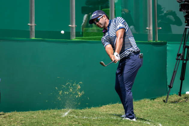 October 15, 2026, Coloane, Macao Sar, China: Guatemala s, Jose TOLEDO misses the 18th green ending in the hospitality stand. He opts for a drop in the Drop Zone..Opening Round in the Macao Open Golf at Macau Golf & Country Club. Macau Open Golf Rd 1 - ZUMAr144 20261015_zap_r144_130 Copyright: xJaynexRussellx