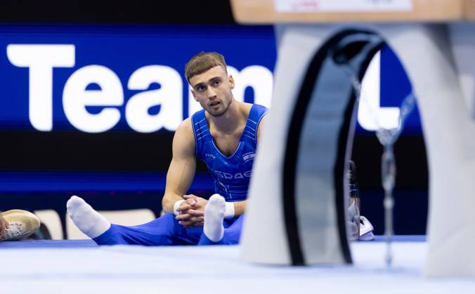ROTTERDAM - Ilia Liubimov of the Israeli gymnastics team during podium training at the World Championships in Ahoy Rotterdam. IRIS VAN DEN BROEK ANP xVIxANPxSportx xxANPxIVx 572515655 originalFilename: 572515655.jpg