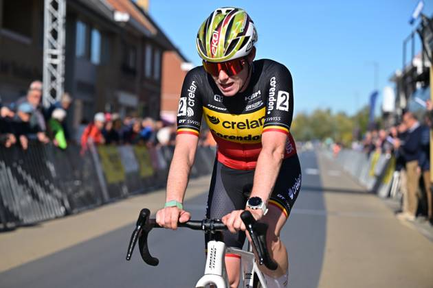 Belgium s Marion Norbert Riberolle crosses the finish line of the women elite race of the Kermiscross cyclocross cycling event, on Thursday 15 October 2026, in Ardooie. DAVIDxPINTENS  x189891188x