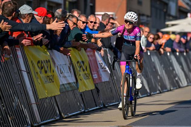 Netherlands Denise Betsema crosses the finish line of the women elite race of the Kermiscross cyclocross cycling event, on Thursday 15 October 2026, in Ardooie. DAVIDxPINTENS  x189892268x