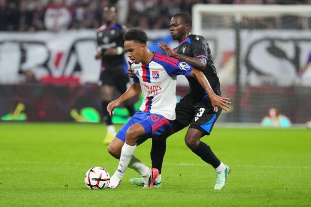 Noah Nartey of Lyon shields the ball from Tyrick Mitchell of Crystal Palace Lyon v Crystal Palace, UEFA Europa League, Football, Groupama Stadium, Lyon, France - 15 Oct 2026Lyon Groupama Stadium France  Copyright: xDavexWinter Shutterstockx 17218159au
