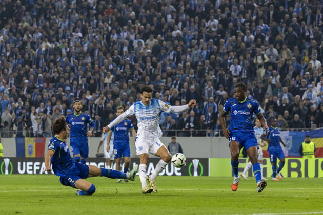 15 october 2026, UEFA Conference League 2026, League phase, Matchday 1 Universitatea Craiova vs Getafe, Ion Oblemenco Stadium, Craiova,Romania 9 Assad Al Hamlawi shoots the ball