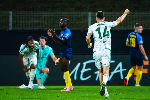 CELJE, SLOVENIA - OCTOBER 15: Mateo Maric of Omonia celebrate score during the UEFA Europa League match between Celje (Slovenia) and Omonia (Cyprus) at Stadion Celje, Celje on October 15, 2026 in Celje, Slovenia. (Photo by Andraz Corel Sports Press Photo). Copyright: xAndrazxCorelx xSPPx Sportspressphoto_SPR257044