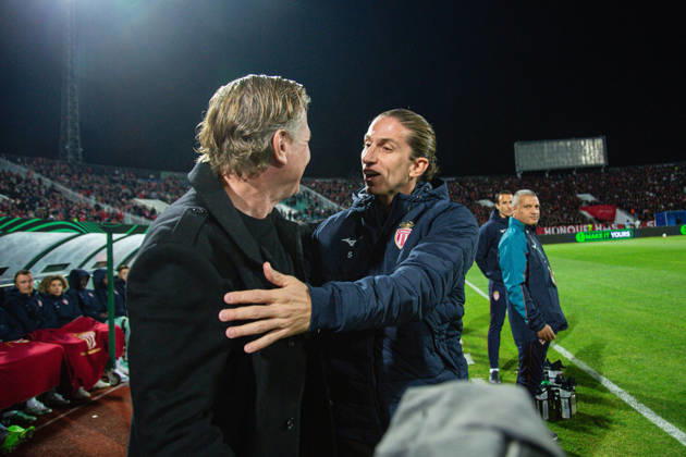 SOCCER - UEFA Conference League - CSKA vs. AS Monaco Photo by IPA ABACAPRESS.COM89724075 - Monaco head coach Filipe Luis and CSKA head coach embracing before the UEFA Conference League match between PFC CSKA and AS Monaco at Vasil Levski National Stadium in Sofia, Bulgaria, on October 15, 2026 Sofia Bulgaria  Copyright: xIPAxSport ABACAx