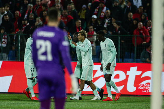 SOCCER - UEFA Conference League - CSKA vs. AS Monaco Photo by IPA ABACAPRESS.COM89724660 - Monaco s players celebrate after scoring during the UEFA Conference League match between PFC CSKA and AS Monaco at Vasil Levski National Stadium in Sofia, Bulgaria, on October 15, 2026 Sofia Bulgaria  Copyright: xIPAxSport ABACAx