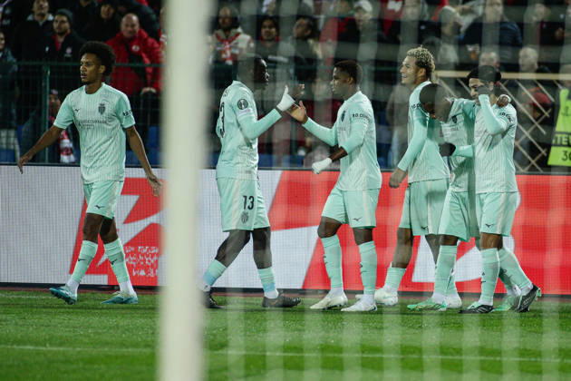 SOCCER - UEFA Conference League - CSKA vs. AS Monaco Photo by IPA ABACAPRESS.COM89724663 - Monaco s players celebrate after scoring during the UEFA Conference League match between PFC CSKA and AS Monaco at Vasil Levski National Stadium in Sofia, Bulgaria, on October 15, 2026 Sofia Bulgaria  Copyright: xIPAxSport ABACAx