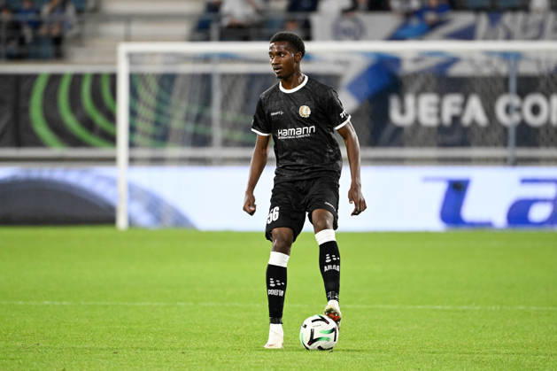 261015 AA Gent vs Aarhus Mamadou Diallo of KAA Gent is pictured in action with the ball during Matchday 2 in the 2026-2027 Uefa Conference League season - league phase between AA Gent and AGF Aarhus on October 15 , 2026 in Gent, Belgium. (Photo by Maarten Straetemans Isosport) Gent Belgium  Copyright: xMaartenxStraetemansx GENT-AARHUS_20261015_133