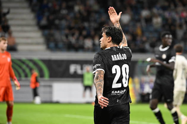 261015 AA Gent vs Aarhus Tiago Araujo of KAA Gent is pictured during Matchday 2 in the 2026-2027 Uefa Conference League season - league phase between AA Gent and AGF Aarhus on October 15 , 2026 in Gent, Belgium. (Photo by Maarten Straetemans Isosport) Gent Belgium  Copyright: xMaartenxStraetemansx GENT-AARHUS_20261015_151