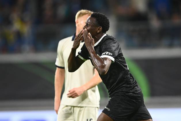 KAA Gent v AGF Aarhus - UEFA Conference League GENT, BELGIUM - OCTOBER 15 : Goore Hyllarion Bi forward of KAA Gent celebrates scoring a goal during the UEFA Conference League 2026 27 League Phase matchday 1 match between KAA Gent and AGF Aarhus on October 15, 2026 in Gent, Belgium, 15 10 2026 Gent Belgium  Copyright: xGvgx
