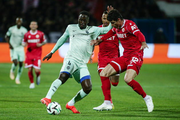 IPA89726112 - Monaco s Jordan Teze in action against CSKA s Facundo Rodriguez during the UEFA Conference League match between PFC CSKA and AS Monaco at Vasil Levski National Stadium in Sofia, Bulgaria, on October 15, 2026  Copyright: xIvanxSxIvanov IPAxSportx xx IPA89726112 IPA89726112
