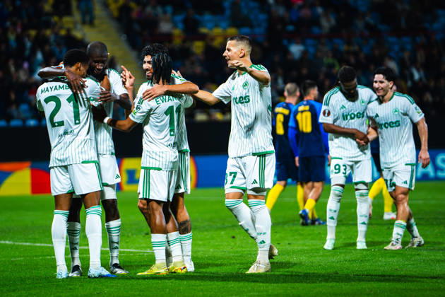 CELJE, SLOVENIA - OCTOBER 15: Team Omonia celebrate score during the UEFA Europa League match between Celje (Slovenia) and Omonia (Cyprus) at Stadion Celje, Celje on October 15, 2026 in Celje, Slovenia. (Photo by Andraz Corel Sports Press Photo). Copyright: xAndrazxCorelx xSPPx Sportspressphoto_SPR257115