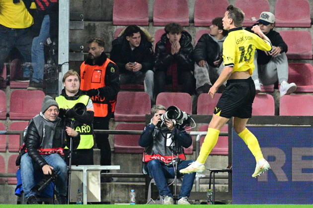 Football European League, 2nd round match Sparta Praha vs Lillestrom SK in Prague, Czech Republic, October 15, 2026. Thomas Lehne Olsen of Lillestrom celebrates goal. (CTKxPhoto MichalxKamaryt) CTKPhotoP2026101508530  CTKPhotoP2026101508530