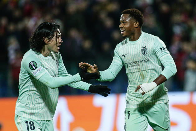 SOCCER - UEFA Conference League - CSKA vs. AS Monaco Photo by IPA ABACAPRESS.COM89726356 - Monaco s Ansu Fati and Takumi Minamino celebrate after scoring during the UEFA Conference League match between PFC CSKA and AS Monaco at Vasil Levski National Stadium in Sofia, Bulgaria, on October 15, 2026 Sofia Bulgaria  Copyright: xIPAxSport ABACAx