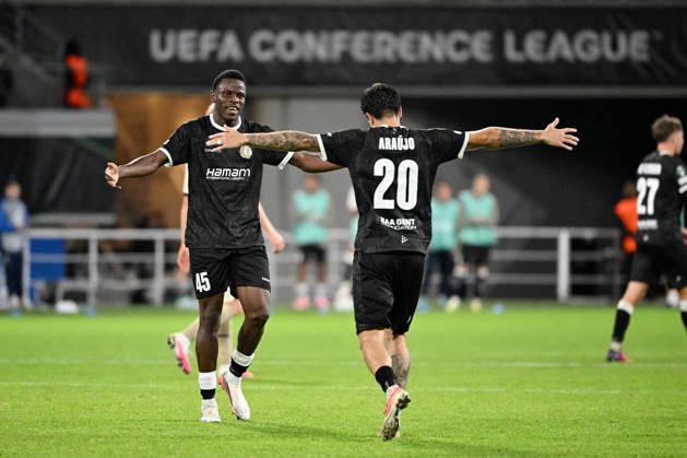 261015 AA Gent vs Aarhus Hyllarion Goore of KAA Gent celebrates after scoring the 1-0 goal during Matchday 2 in the 2026-2027 Uefa Conference League season - league phase between AA Gent and AGF Aarhus on October 15 , 2026 in Gent, Belgium. (Photo by Maarten Straetemans Isosport) Gent Belgium  Copyright: xMaartenxStraetemansx GENT-AARHUS_20261015_181