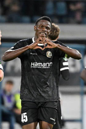 261015 AA Gent vs Aarhus Hyllarion Goore of KAA Gent celebrates after scoring the 1-0 goal during Matchday 2 in the 2026-2027 Uefa Conference League season - league phase between AA Gent and AGF Aarhus on October 15 , 2026 in Gent, Belgium. (Photo by Maarten Straetemans Isosport) Gent Belgium  Copyright: xMaartenxStraetemansx GENT-AARHUS_20261015_199