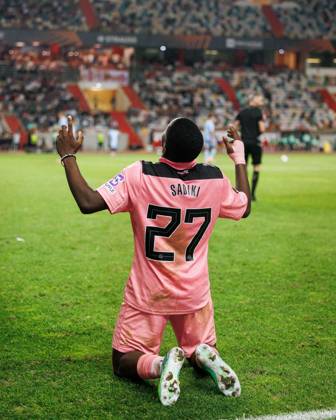 Noah Sadiki of Sunderland celebrates his goal Torreense v Sunderland, UEFA Europa League, Football, Estadio Dr. Magalhaes Pessoa, Leiria, Portugal - 15 Oct 2026Leiria Estadio Dr. Magalhaes Pessoa Portugal  Copyright: xLuisxLoureiro Shutterstockx 17218458cn