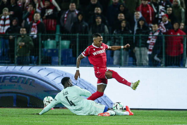 SOCCER - UEFA Conference League - CSKA vs. AS Monaco Photo by IPA ABACAPRESS.COM89727183 - Monaco s Jordan Teze in action against CSKA s Leo Pereira during the UEFA Conference League match between PFC CSKA and AS Monaco at Vasil Levski National Stadium in Sofia, Bulgaria, on October 15, 2026 Sofia Bulgaria  Copyright: xIPAxSport ABACAx
