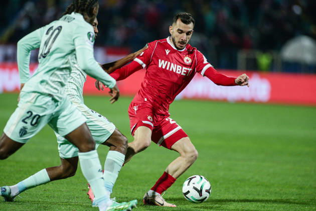 SOCCER - UEFA Conference League - CSKA vs. AS Monaco Photo by IPA ABACAPRESS.COM89727190 - CSKA s Ioannis Pitas in action during the UEFA Conference League match between PFC CSKA and AS Monaco at Vasil Levski National Stadium in Sofia, Bulgaria, on October 15, 2026 Sofia Bulgaria  Copyright: xIPAxSport ABACAx