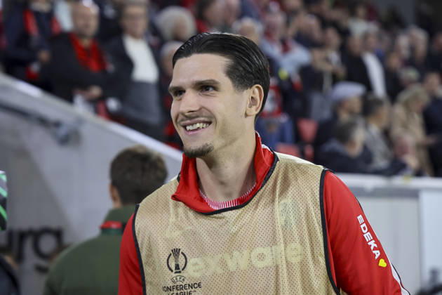 Igor Matanovic (SC Freiburg, 31) vor Spielbeginn , Deutschland, Fussball, UEFA Conference League, 1. Spieltag, 2026 2027, SC Freiburg vs. FK Jablonec, 15.10.2026, Freiburg im Breisgau Stadion am Wolfswinkel Deutschland Copyright: xGrantxHubbsx