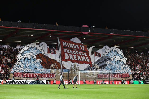SOCCER - UEFA EL, Bournemouth vs Sturm BOURNEMOUTH,ENGLAND,15.OCT.26 - SOCCER - UEFA Europa League, AFC Bournemouth vs SK Sturm Graz. Image shows choreography (Bournemouth).  GEPAxpictures xChrisxBauer