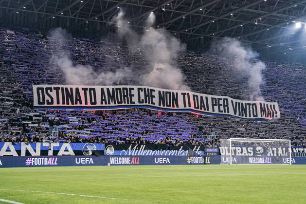 BERGAMO, ITALY - OCTOBER 15: Atalanta Fans during the UEFA Conference League 2026 27 league phase football match between Atalanta BC and Pafos FC at Stadio di Bergamo on October 15, 2026 in Bergamo, Italy Copyright: xLucaxTaddeox