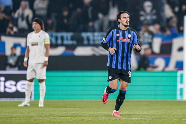 BERGAMO, ITALY - OCTOBER 15: Gianluca Scamacca of Atalanta BC during the UEFA Conference League 2026 27 league phase football match between Atalanta BC and Pafos FC at Stadio di Bergamo on October 15, 2026 in Bergamo, Italy Copyright: xLucaxTaddeox