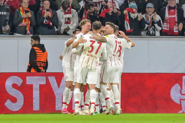 Jubel zum Tor zum 1:0 durch Vincenzo Grifo (SC Freiburg, 32) GER, SC Freiburg vs JK Jablonec, Fussball, Uefa Conference League, 1. Spieltag, Saison 2026 2027, 15.10.2026 GER, SC Freiburg vs JK Jablonec, Fussball, Uefa Conference League, 1. Spieltag, Saison 2026 2027, 15.10.2026 Freiburg Copyright: xEibner-Pressefotox EP_THS