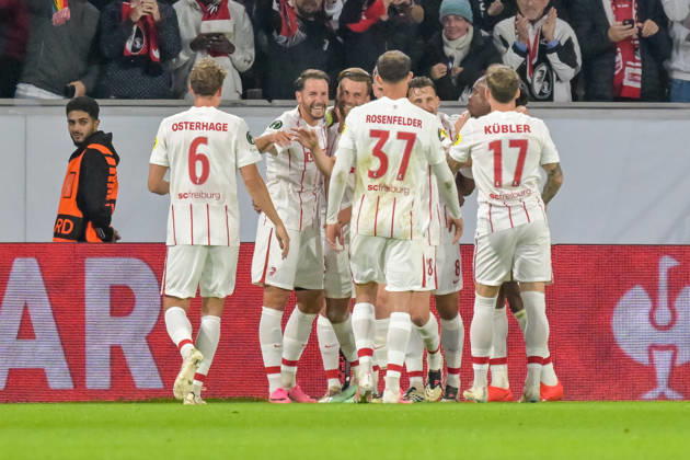 Jubel zum Tor zum 1:0 durch Vincenzo Grifo (SC Freiburg, 32) GER, SC Freiburg vs JK Jablonec, Fussball, Uefa Conference League, 1. Spieltag, Saison 2026 2027, 15.10.2026 GER, SC Freiburg vs JK Jablonec, Fussball, Uefa Conference League, 1. Spieltag, Saison 2026 2027, 15.10.2026 Freiburg Copyright: xEibner-Pressefotox EP_THS