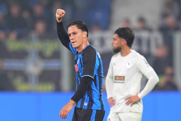 Atalanta s Giacomo Raspadori celebrates after scoring 2-0 during the Uefa Conference League match soccer match between Atalanta and Pafos at the New Balance Arena in Bergamo , North Italy - Thursday , October 15 , 2026 . - Soccer .  Copyright: xSpada LaPressex